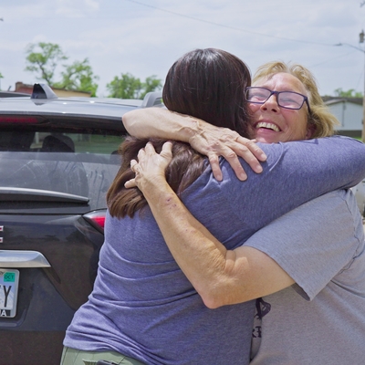 Cathy receives food & hygiene from Catholic Charities Outreach Services Program.